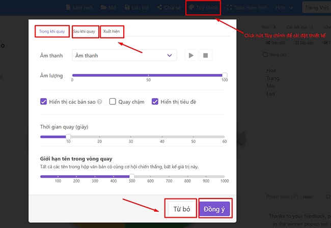 Tạo vòng quay may mắn bằng Wheel of names 1